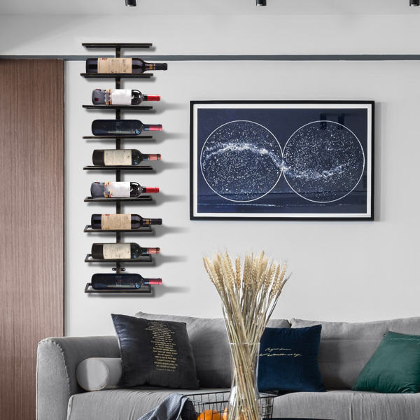 Wall-Mounted Wine Rack Nine Bottle Wine Display Rack Storage Wall Rack Wine Rack Space Saving Kitchen Organization for Wine or Spirits